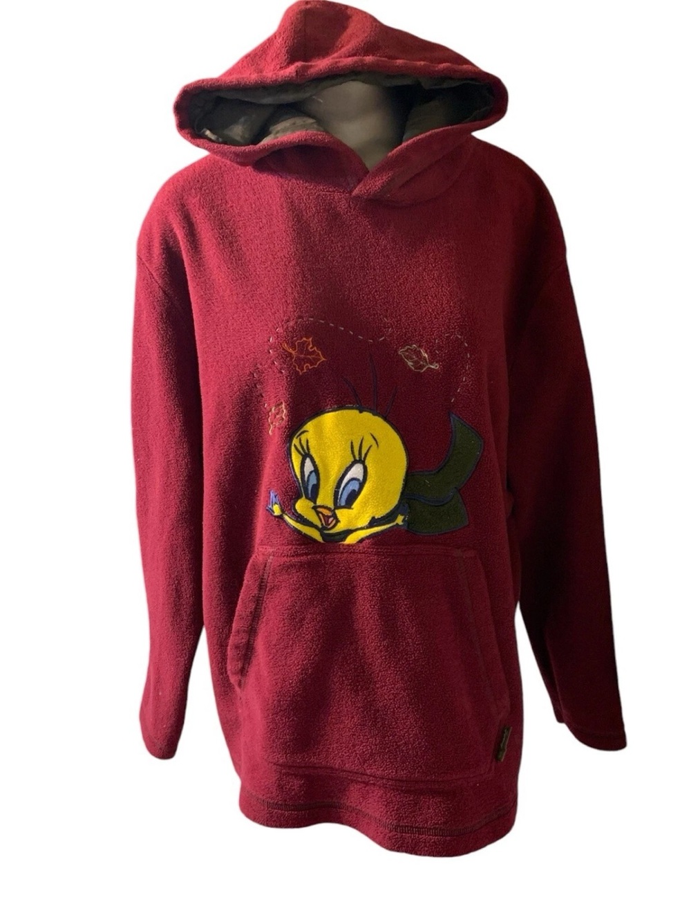 90s VTG Retro Looney Tunes Red Tweety Hooded Fleece Pullover Y2K